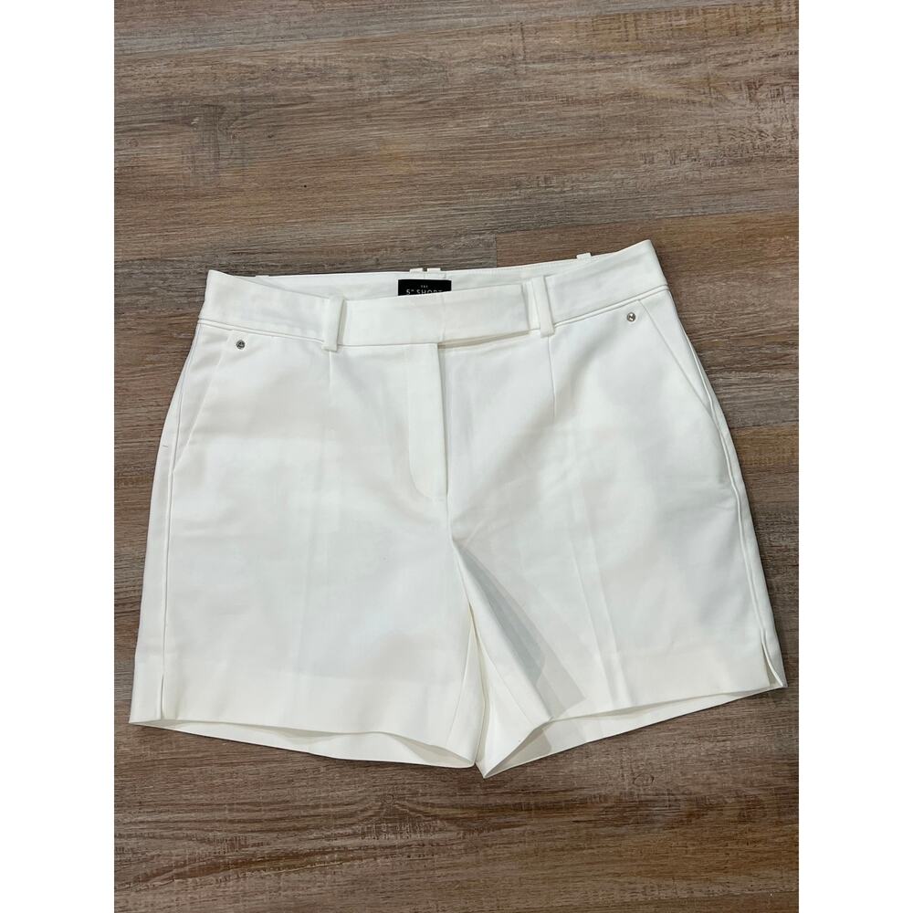 White House Black Market Size 4 White 5” Tailored Shorts Side Slits Pockets - Picture 4 of 14